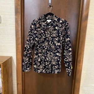 Appleseed's Floral and Leaf Pattern, Black/Tan Collared Jacket